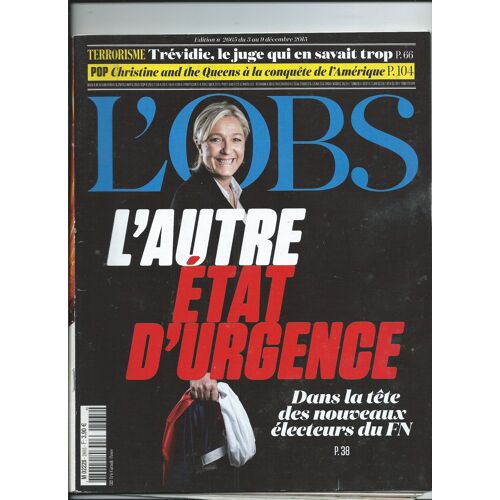 Le Nouvel Observateur 03/12/2015 Christine And The Queens , Trévidic Le Juge Qui En Savait Trop, Georges Moustaki,  Mogwai, Odezenne, De La Fontaine À Charlie La France De Blake, Nanni Moretti
