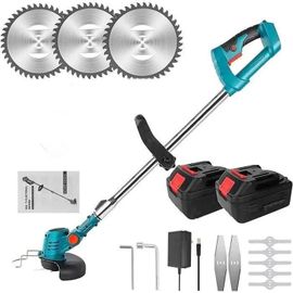 Débroussailleuse Electrique, 24V Coupe Bordure sans Fil avec 2 * 850W Li-ION Batteries Chargeur Rapide
