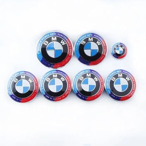 Kit 7 Badge Logo Embleme Bmw Dition Limitée Co-Brandée Capot 82mm+ Coffre 74mm +Volant + 4 X Cache Moyeu 68mm