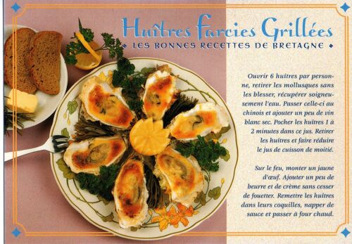 Cp - Recette "Huîtres Farcies Grillées" - Les Bonnes Recettes De Bretagne