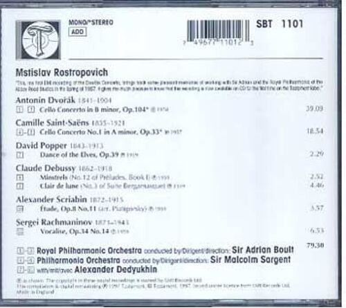 Conc. De Dvorak & Saint-Saens, Pieces De Popper, Debussy, Schriabine Royal Philharmonic Orchestra