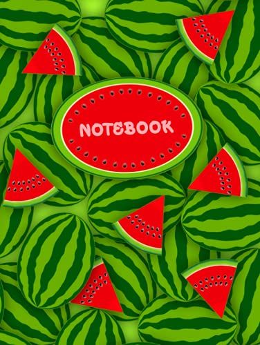 Notebook: Watermelon Notebook, Sample Linde Paper For Kids, Students, Teens Girls & Boys, Large Size "8.5x11 Inches" 120 Linde Pages. (Watermelon Pattern Hardcover Design)