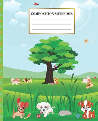 Composition Notebook: Cute Notebook For School And Everyday Use With Fun Dogs And Birds In Nature Design