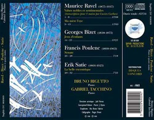 Piano 4 Mains De Ravel, Bizet, Poulenc Et Satie