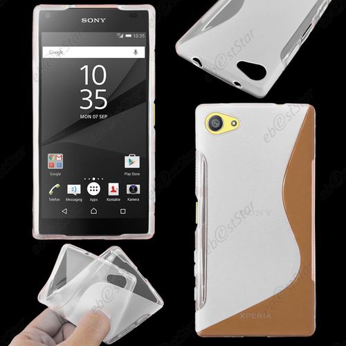 Ebeststar ® Housse Etui Coque Silicone Gel Motif S-Line Protection Souple Pour Sony Xperia Z5 Compact, Couleur Transparent + 1 Film Protection D'écran + Lingette