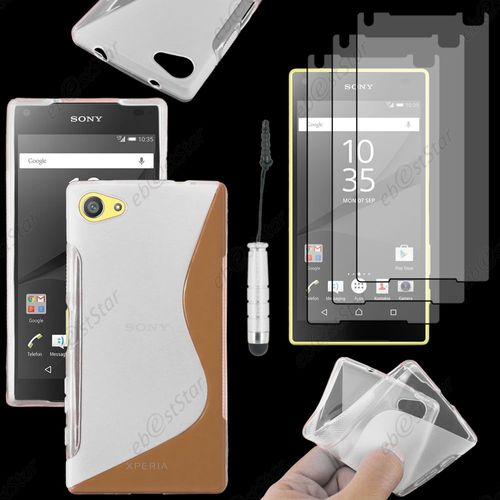 Ebeststar ® Housse Etui Coque Silicone Gel Motif S-Line Protection Souple Pour Sony Xperia Z5 Compact, Couleur Transparent + Mini Stylet 3 Film