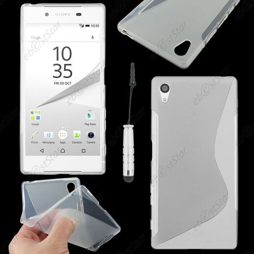 Ebeststar ® Housse Etui Coque Silicone Gel Motif S-Line Protection Souple Pour Sony Xperia Z5 Premium, Z5 Prime, Couleur Transparent + Mini Stylet + 1 Film Protection D'écran + Lingette