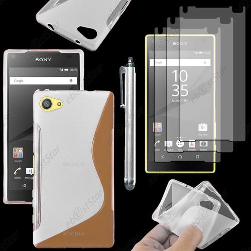 Ebeststar ® Housse Etui Coque Silicone Gel Motif S-Line Protection Souple Pour Sony Xperia Z5 Compact, Couleur Transparent + Stylet 3 Film