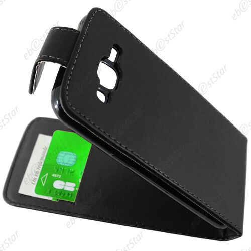 ebestStar ® pour Samsung Galaxy J5 SM-J500F Housse Simili Cuir à Clapet Coque Etui, Couleur Noir + 1 Film protection d'écran + lingette