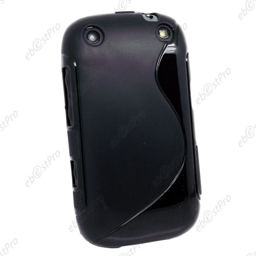 Ebeststar ® Pour Blackberry Curve 9320, Curve 9315 Coque S-Line Silicone Gel Motif Vague Housse Etui Protection Souple, Couleur Noir + 1 Film Protection D'écran + Lingette