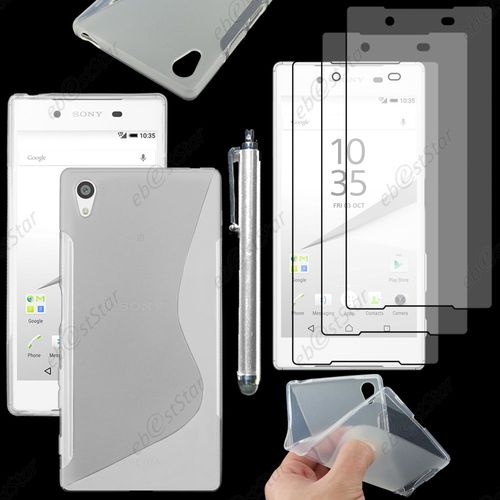 Ebeststar ® Housse Etui Coque Silicone Gel Motif S-Line Protection Souple Pour Sony Xperia Z5 Premium, Z5 Prime, Couleur Transparent + Stylet 3 Film