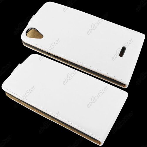 ebestStar ® Etui PU cuir rabattable Housse Coque ULTRA SLIM pour Wiko Rainbow Lite 4G, Couleur Blanc + 1 Film protection d'écran + lingette