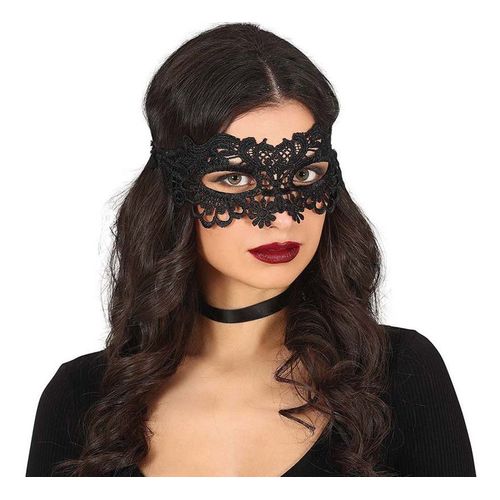 Masque Brodé Noir Fleuri