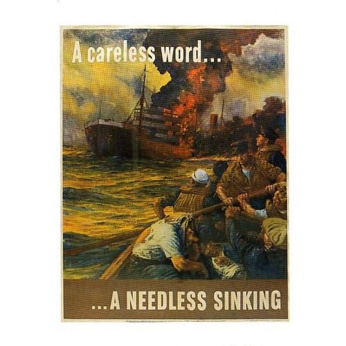 Ww2 - Cp - Repro Affiche - "A Careless Word...A Needless Sinking