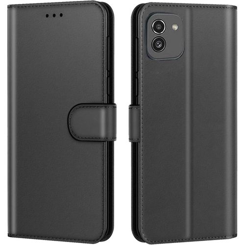 Coque pour Samsung Galaxy A03, Housse Etui Portefeuille Cuir Multifonction, Fermeture Magnetique a Clapet Anti-Choc (Noir)
