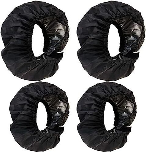 Couverture De Roue De Poussette Infantile, 4 Pièces Oxford Tissu Bébé Poussette Anti-Poussière Couverture De Pied Couverture De Protection De Roue Accessoires De Poussette, Noir