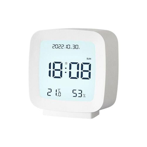 Réveil Numérique LCD avec Affichage de la Température et de l'Humidité, Veilleuse à Commande Vocale pour Chambre à Coucher