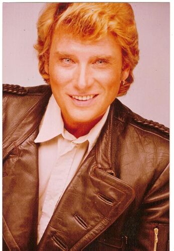 Photo 9 X 13 Cm Johnny Hallyday Blond Souriant Blouson Cuir Marron Et Chemise Blanche Années 70 