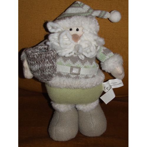 Père Noël Blanc Vert Peluche De 25 Cm