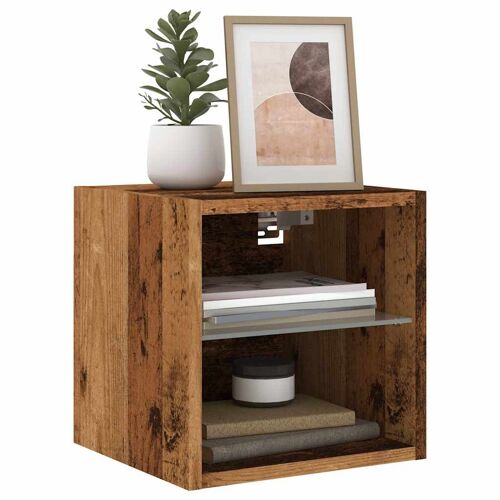 Vidaxl Meubles Tv Muraux Et Lumières Led 2pcs Vieux Bois 30x28,5x30cm