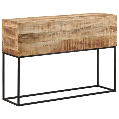 Vidaxl Table Console 110x30x75 Cm Bois De Manguier Massif Brut Et Fer