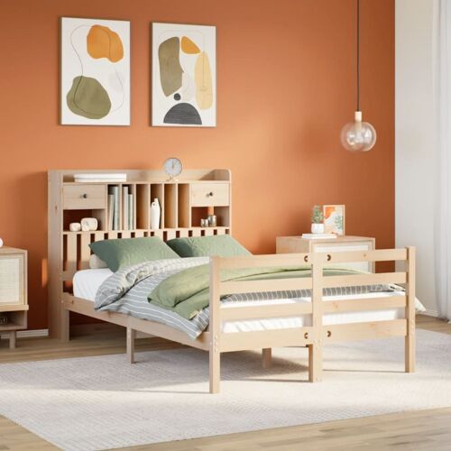 vidaXL Lit bibliothèque sans matelas 135x190 cm bois de pin massif