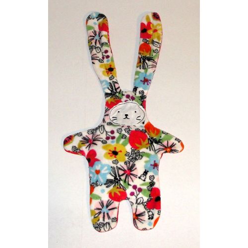 Doudou Lapin Catimini Decore De Fleurs - Peluche Lapin Plat Multicolore 38 Cm