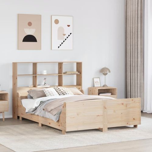 Vidaxl Lit Bibliothèque Sans Matelas 140x190 Cm Bois Massif