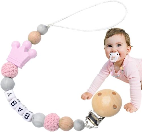 Attache Tétine Jouet En Silicone (Rose) - Attache Tétine Bébé Anti Chute - Indispensable Pour Les Bébés - Attache Tétine Universelle En Silicone À Mâcher Neutre