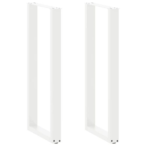 vidaXL Pieds de table basse forme de U 2pcs blanc 40x(110-111)cm acier