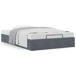 Vidaxl Cadre De Lit Ottoman Sans Matelas Gris Foncé 120x190 Cm Velours