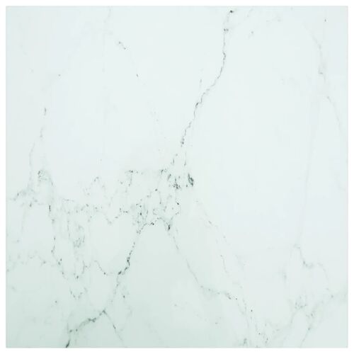 vidaXL Dessus de table blanc 80x80 cm 6 mm verre trempé design marbre