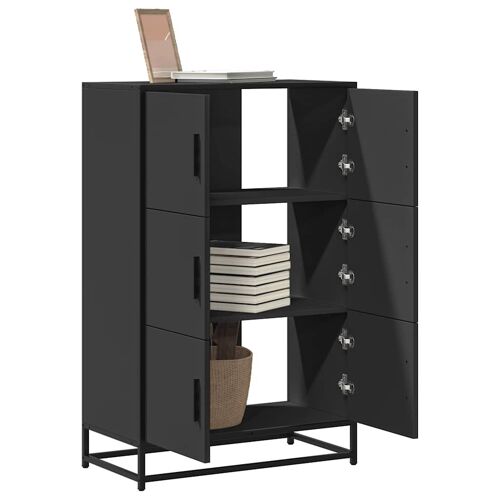vidaXL Buffet haut noir 68x35x106,5 cm bois d'ingénierie et métal