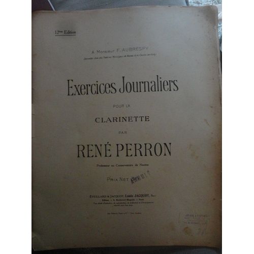 Exercices Journaliers Pour La Clarinette Par René Perron
