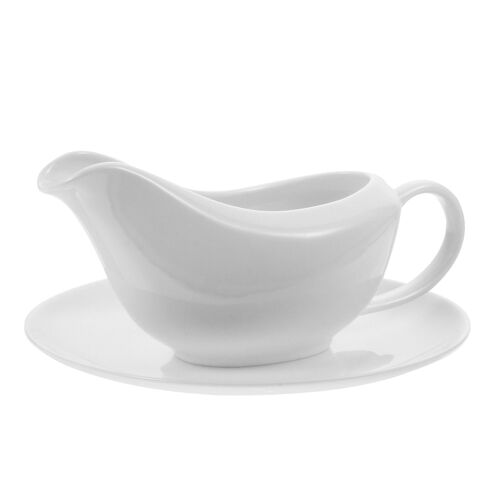 Plateau à sauces en porcelaine, saucière en céramique pour saucière de bateau, support d'assaisonnement (blanc) 1 ensemble
