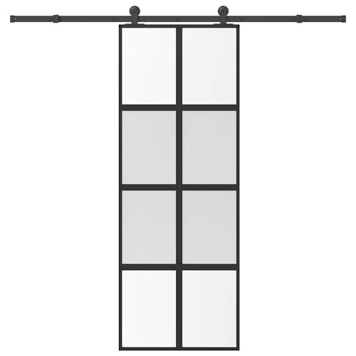 vidaXL Porte coulissante kit de quincaillerie trempé verre aluminium