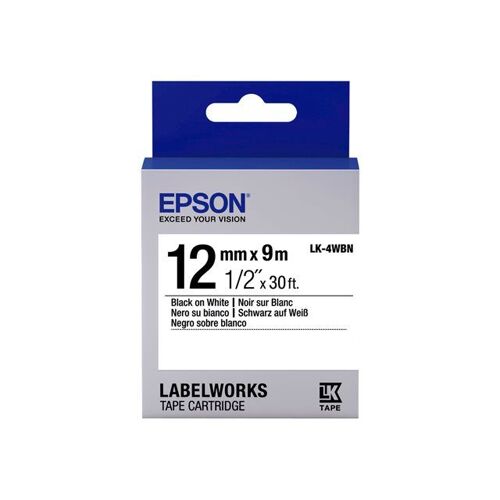 Epson LabelWorks LK-4WBN - Noir sur blanc - Rouleau (1,2 cm x 9 m) 1 cassette(s) bande d'étiquettes - pour LabelWorks LW-1000, 300, 400, 600, 700, 900, K400, Z700, Z710, Z900