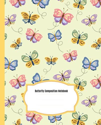 Little Butterfly Composition Notebook: Beautiful Wide Blank Lined Workbook For Kids Girls Boys Students Teens Home School And College