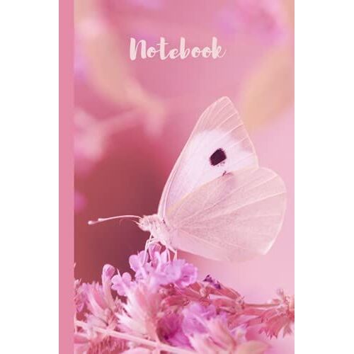 Notebook: White Butterfly, Pink Flower/Blossom Notebook A Simple Gift For Women, Girls, Kids... 110 Pages "6 × 9 Inches"