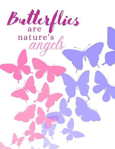 Butterflies Are Nature's Angels: Pink And Blue Butterflies Design Sketchbook For Girls Drawing Pad Back To School Doodle Lovers : Black Version