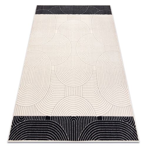 80x150 Cm Tapis Laine Angel 7901 / 52044 Géométrique Beige / Noir