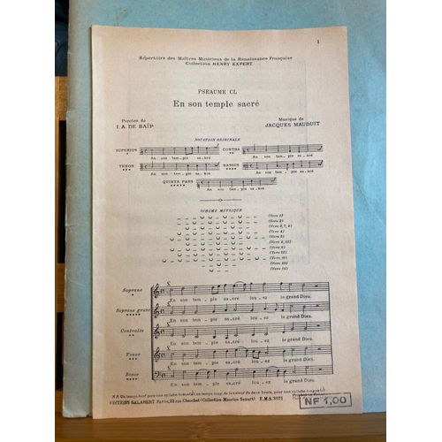 Jacques Mauduit Psaume Cl En Son Temple Sacré Partition Choeur Éditions Salabert