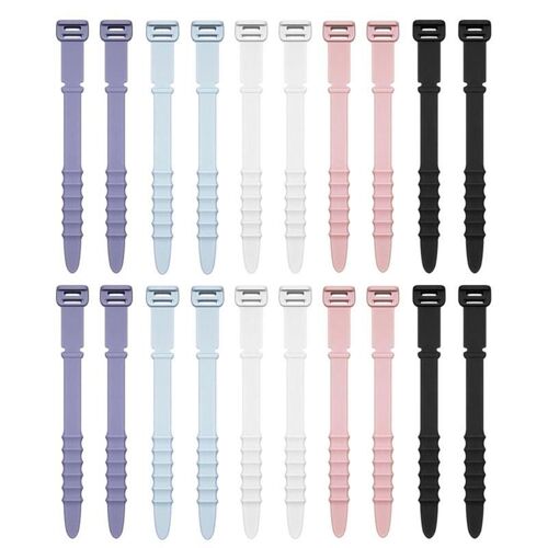 Attaches de câble électrique en Silicone, 20 pièces, attaches à fermeture éclair, ajustent l'étanchéité à volonté, pas facile à perdre