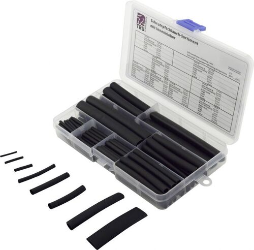 Assortiment de gaines thermorétractables 3:1 TRU COMPONENTS TC-6793940 noir 100 pc(s)
