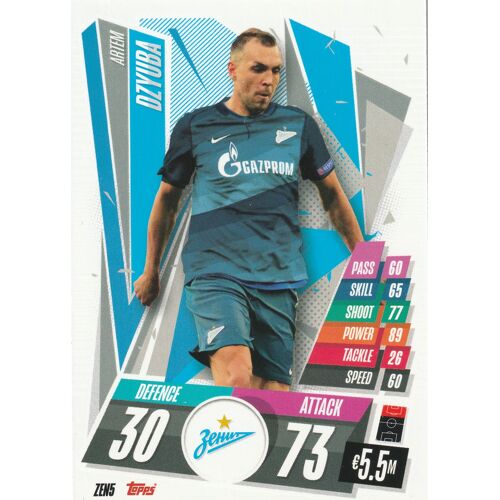 Zen 5 - Carte Foot Topps - Match Attax - Uefa Champions League 2020 / 2021 - Artem Dzyuba - Fc Zenit