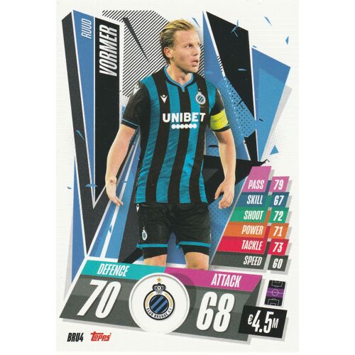 Bru 4 - Carte Foot Topps - Match Attax - Uefa Champions League 2020 / 2021 - Ruud Vormer - Club Brugge