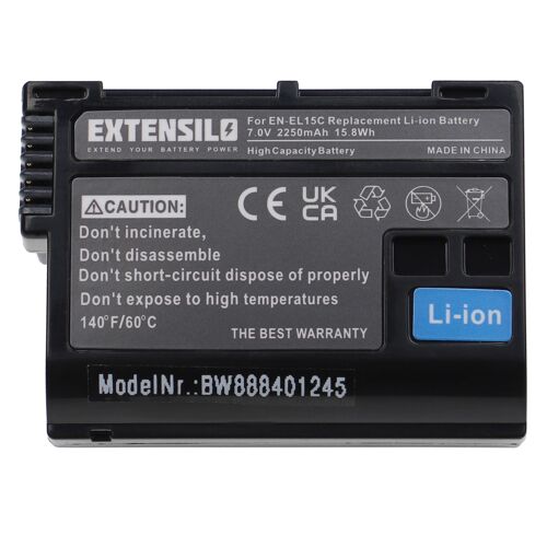 EXTENSILO Batterie compatible avec Nikon poignée alimentation MB-D12, MB-D15, MB-D18, MB-D17, MB-D14 (2250mAh, 7V, Li-ion), puce d'information