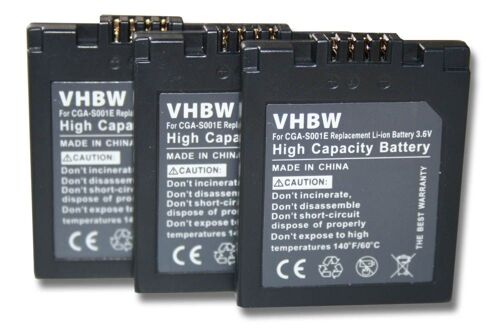 vhbw 3x Batterie compatible avec Panasonic Lumix DMC-FX5, DMC-FX1, DMC-F1 appareil photo (500mAh, 3,6V, Li-ion)