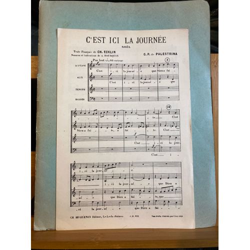 G. P. Palestrina C'est Ici La Journée Partition Choeur Ecklin Bourquin Huguenin