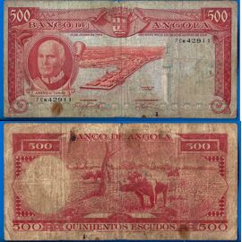 Angola 500 Escudos 1962 Billet Escudo Port Americo Tomas Afrique Colonie Portugal